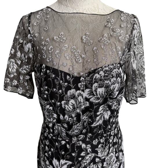 Badgley Mischka floral lace overlay sheath dress 14 mother of bride LBD designer - Picture 13 of 14